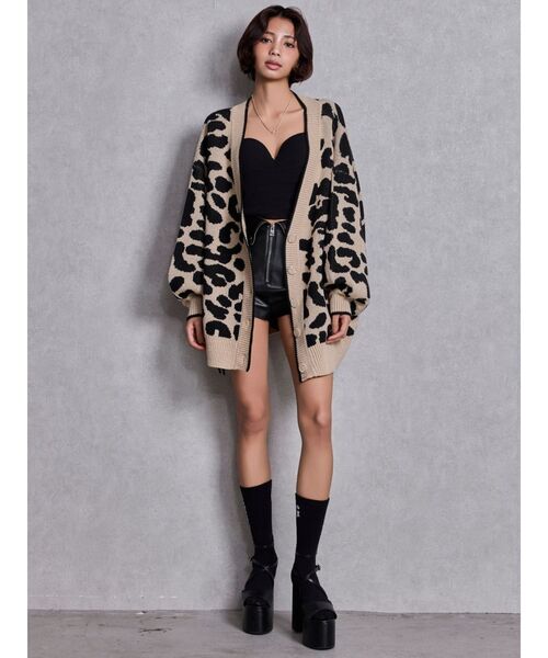 GYDA（ジェイダ）の「ラメGレオパードニットカーディガン（カーディガン/ボレロ・レディース・ベージュ/ブラック/グレー/オフホワイト・FREE）」の7枚目の写真