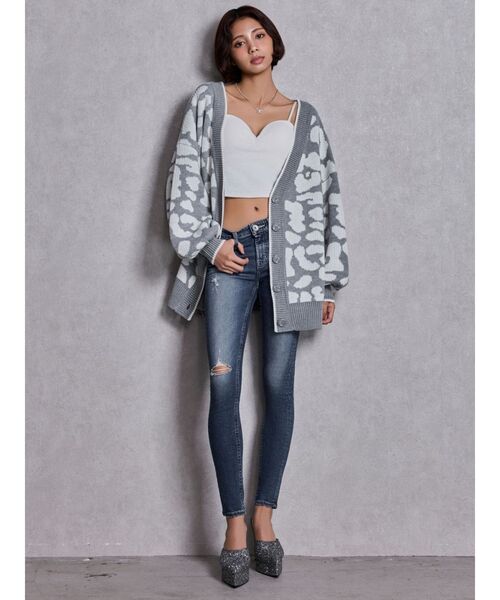 GYDA（ジェイダ）の「ラメGレオパードニットカーディガン（カーディガン/ボレロ・レディース・ベージュ/ブラック/グレー/オフホワイト・FREE）」の12枚目の写真