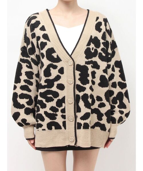 GYDA（ジェイダ）の「ラメGレオパードニットカーディガン（カーディガン/ボレロ・レディース・ベージュ/ブラック/グレー/オフホワイト・FREE）」の22枚目の写真