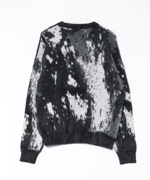 1111clothing（ワンフォークロージング）の「アブストラクト柄 シャギーニット / Abstract Pattern Shaggy Knit（ニット/セーター・メンズ・ブラック系2/ブラウン/グリーン/ブラック系1・M/L）」の5枚目の写真