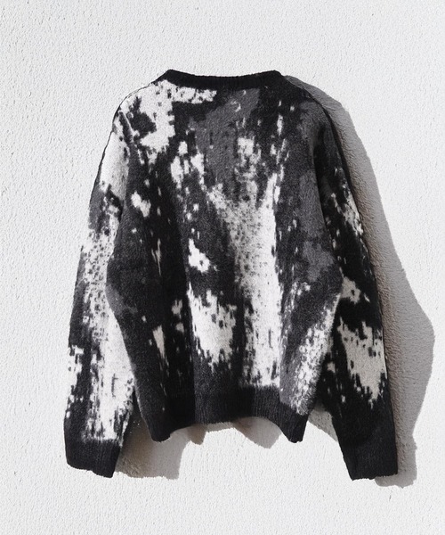 1111clothing（ワンフォークロージング）の「アブストラクト柄 シャギーニット / Abstract Pattern Shaggy Knit（ニット/セーター・メンズ・ブラック系2/ブラウン/グリーン/ブラック系1・M/L）」の13枚目の写真