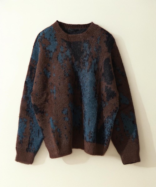 1111clothing（ワンフォークロージング）の「アブストラクト柄 シャギーニット / Abstract Pattern Shaggy Knit（ニット/セーター・メンズ・ブラック系2/ブラウン/グリーン/ブラック系1・M/L）」の18枚目の写真