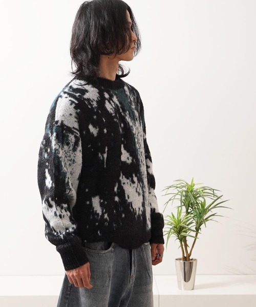 1111clothing（ワンフォークロージング）の「アブストラクト柄 シャギーニット / Abstract Pattern Shaggy Knit（ニット/セーター・メンズ・ブラック系2/ブラウン/グリーン/ブラック系1・M/L）」の10枚目の写真