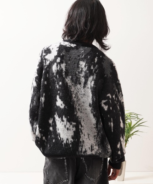 1111clothing（ワンフォークロージング）の「アブストラクト柄 シャギーニット / Abstract Pattern Shaggy Knit（ニット/セーター・メンズ・ブラック系2/ブラウン/グリーン/ブラック系1・M/L）」の17枚目の写真
