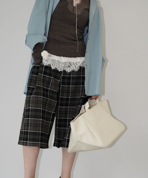 chuclla（チュクラ）の「ワイドシルエットキャンバストート cha26s004（トートバッグ・レディース・ブラック/オフホワイト・FREE）」の10枚目の写真