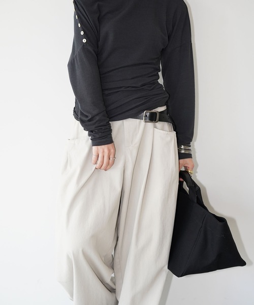 chuclla（チュクラ）の「ワイドシルエットキャンバストート cha26s004（トートバッグ・レディース・ブラック/オフホワイト・FREE）」の14枚目の写真