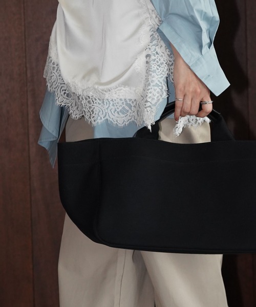 chuclla（チュクラ）の「ワイドシルエットキャンバストート cha26s004（トートバッグ・レディース・ブラック/オフホワイト・FREE）」の19枚目の写真