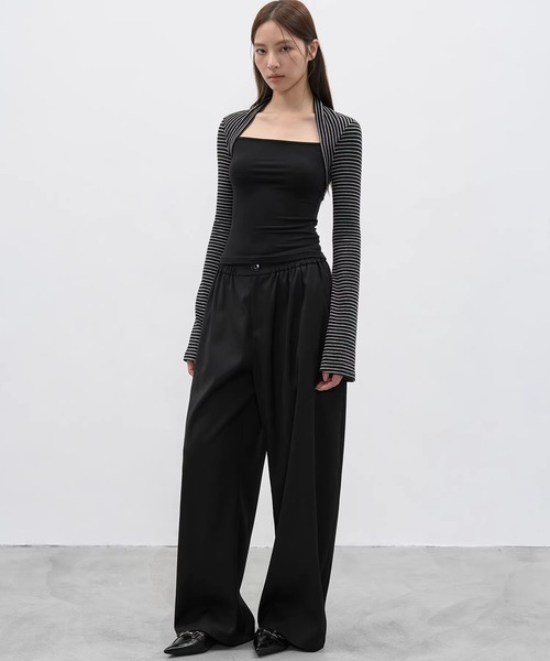 EIGHTHMONTH(エイスマンス)の「ストライプスリーブ レイヤードトップス EM25a175【EIGHTHMONTH】(Tシャツ/カットソー・レディース・ブラック/レッド・S/M)」の14枚目の写真