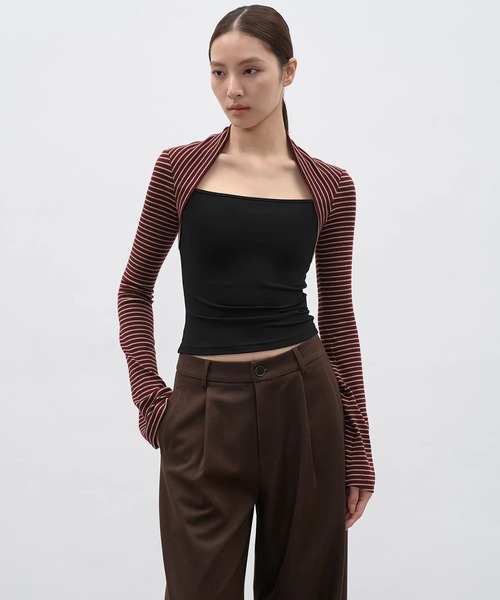 EIGHTHMONTH(エイスマンス)の「ストライプスリーブ レイヤードトップス EM25a175【EIGHTHMONTH】(Tシャツ/カットソー・レディース・ブラック/レッド・S/M)」の20枚目の写真