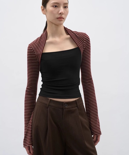 EIGHTHMONTH(エイスマンス)の「ストライプスリーブ レイヤードトップス EM25a175【EIGHTHMONTH】(Tシャツ/カットソー・レディース・ブラック/レッド・S/M)」の21枚目の写真