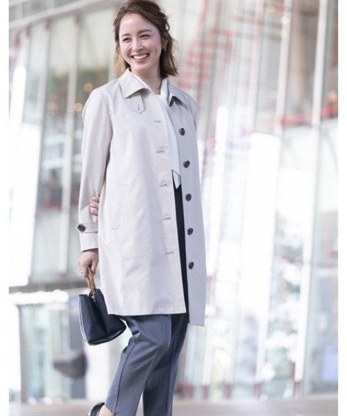 7days Life Styling(セブンデイズライフスタイリング)の「防花粉ライナー付きステンカラーコート(はっ水)<大きいサイズ有>(ダッフルコート・レディース・ネイビー/ベージュ・3L/LL/L/M/S)」の3枚目の写真