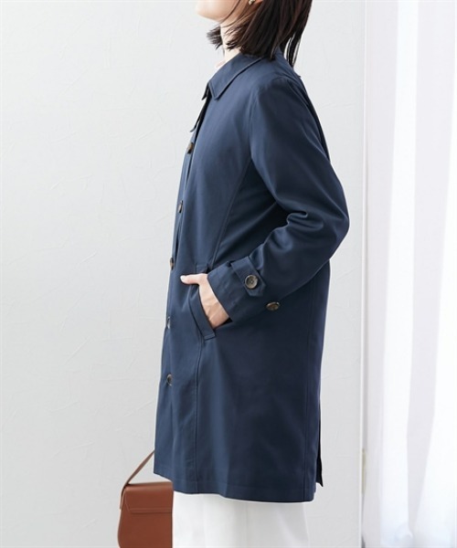 7days Life Styling(セブンデイズライフスタイリング)の「防花粉ライナー付きステンカラーコート(はっ水)<大きいサイズ有>(ダッフルコート・レディース・ネイビー/ベージュ・3L/LL/L/M/S)」の8枚目の写真