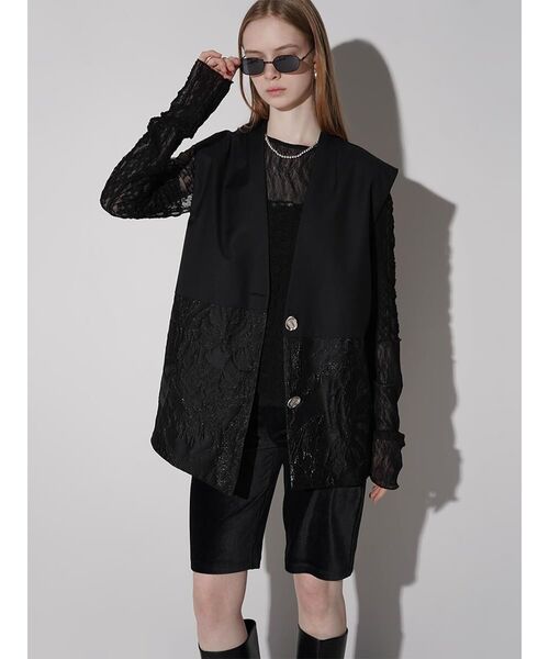 :ETHROF(イーサオブ)の「JACQUARD ASYMMETRY VEST(ベスト・レディース・ブラック・MEDIUM)」の13枚目の写真