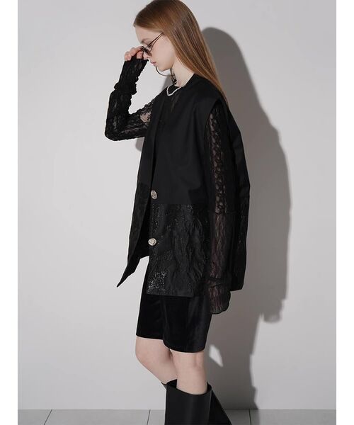 :ETHROF(イーサオブ)の「JACQUARD ASYMMETRY VEST(ベスト・レディース・ブラック・MEDIUM)」の14枚目の写真