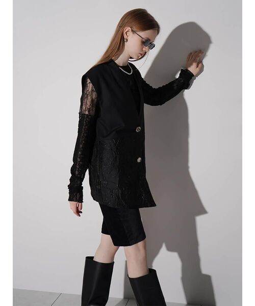 :ETHROF(イーサオブ)の「JACQUARD ASYMMETRY VEST(ベスト・レディース・ブラック・MEDIUM)」の19枚目の写真