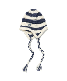Cavish（カビシ）の「STRIPED EAR FLAP BEANIE WHITE(CV2EFUAB33A)（ニットキャップ/ビーニー）」