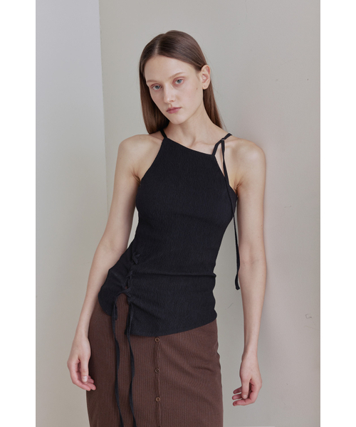 AFTERHOURS（アフターアワーズ）の「LACE UP HALTER SLEEVELESS TOP (BLACK)（Tシャツ/カットソー・レディース・その他・FREE）」の2枚目の写真