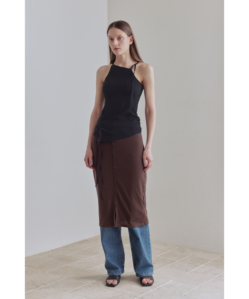 AFTERHOURS（アフターアワーズ）の「LACE UP HALTER SLEEVELESS TOP (BLACK)（Tシャツ/カットソー・レディース・その他・FREE）」の5枚目の写真