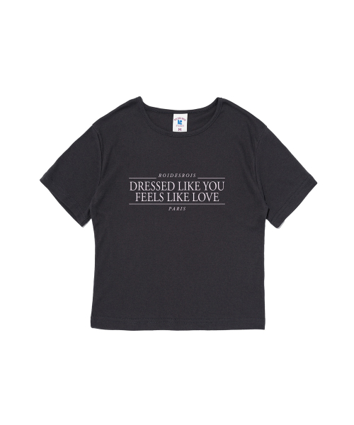 ROIDESROIS(ロワデロワ)の「ライクユー ミニマルレタリング クロップ 半袖Tシャツ (ネイビー)(Tシャツ/カットソー・レディース・その他・FREE)」の1枚目の写真