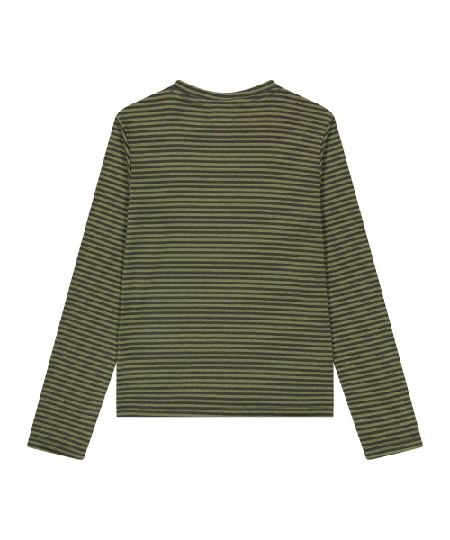 TANSANMAGNESIUM(タンサン マグネシウム)の「アイレットロングスリーブ(ストライプカーキ)(Tシャツ/カットソー・レディース・その他・MEDIUM/LARGE)」の2枚目の写真