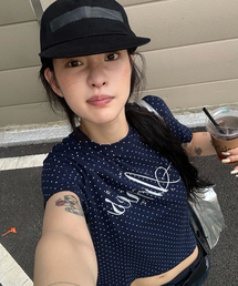 AMESWORLDWIDE | SILVER AMES DOT CROP TEE NAVY(Tシャツ/カットソー)