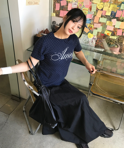 AMESWORLDWIDE（アメスワールドワイド）の「SILVER AMES DOT CROP TEE NAVY（Tシャツ/カットソー・レディース・その他・FREE）」の4枚目の写真