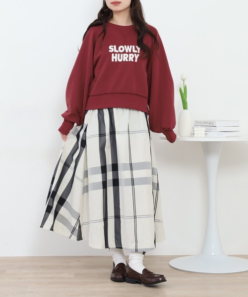 crossi(クロッシー)の「大判チェック柄タックスカート(スカート・レディース・ベージュ/オレンジ/グリーン/レッド・40/38)」の21枚目の写真
