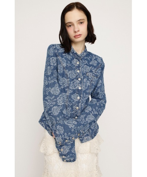 SLY（スライ）の「【2026SS新作】NAPOLEON ROSE DENIM JK ナポレオンローズデニムジャケット 冬服 春服（デニムジャケット・レディース・ブルー系その他・FREE）」の2枚目の写真