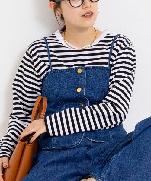 Rie Miller(リエミラー)の「ウォッシャブルロングスリーブTシャツGIZA COTTON(Tシャツ/カットソー・レディース・グレー系その他/ホワイト系その他4/ブラック系その他3・38)」の3枚目の写真