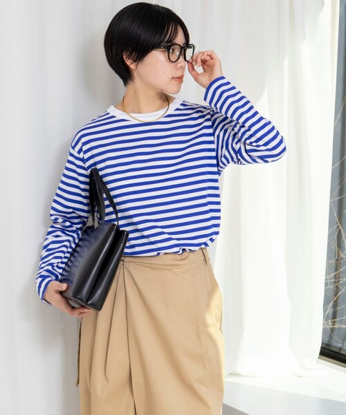 Rie Miller(リエミラー)の「ウォッシャブルロングスリーブTシャツGIZA COTTON(Tシャツ/カットソー・レディース・グレー系その他/ホワイト系その他4/ブラック系その他3・38)」の9枚目の写真