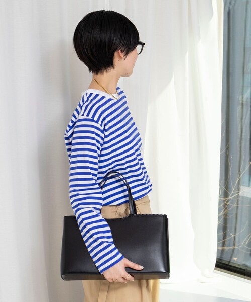 Rie Miller(リエミラー)の「ウォッシャブルロングスリーブTシャツGIZA COTTON(Tシャツ/カットソー・レディース・グレー系その他/ホワイト系その他4/ブラック系その他3・38)」の10枚目の写真