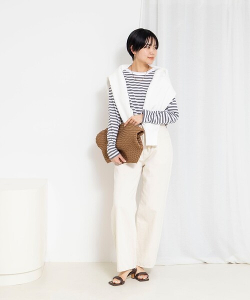 Rie Miller(リエミラー)の「ウォッシャブルロングスリーブTシャツGIZA COTTON(Tシャツ/カットソー・レディース・グレー系その他/ホワイト系その他4/ブラック系その他3・38)」の20枚目の写真