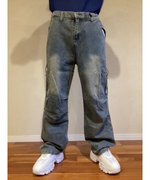 Bling Leads(ブリングリーズ)の「【Blss】【Bling Leads】ユーズド加工デニムカーゴパンツ(デニムパンツ・メンズ・ブルー/ブラック・FREE)」の2枚目の写真