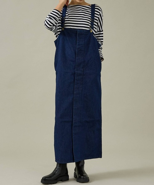 Rouge vif la cle(ルージュヴィフラクレ)の「【157×WOADBLUE】オーバーオールスカート/デニム/コットン【WEB限定】(デニムスカート・レディース・ブルー/ブラック・フリー)」の2枚目の写真