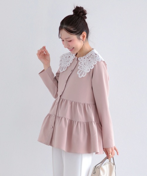 Fit more(フィットモア)の「バテンレース衿トップス(その他トップス・レディース・ホワイト/ピンク/ブラック・FREE)」の4枚目の写真