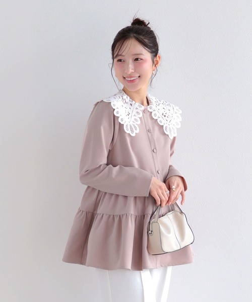 Fit more(フィットモア)の「バテンレース衿トップス(その他トップス・レディース・ホワイト/ピンク/ブラック・FREE)」の6枚目の写真