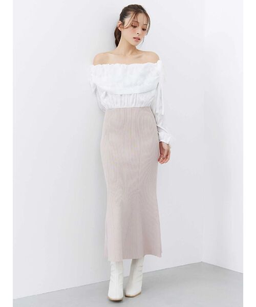 MERCURYDUO（マーキュリーデュオ）の「ブラウスドッキングニットワンピース（ワンピース・レディース・ミント/ピンク/チャコールグレー・MEDIUM/SMALL）」の3枚目の写真