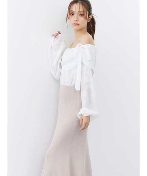 MERCURYDUO（マーキュリーデュオ）の「ブラウスドッキングニットワンピース（ワンピース・レディース・ミント/ピンク/チャコールグレー・MEDIUM/SMALL）」の5枚目の写真