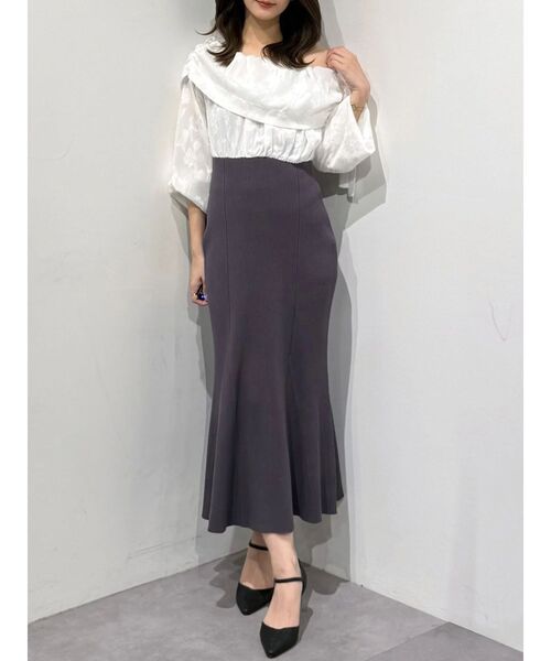 MERCURYDUO（マーキュリーデュオ）の「ブラウスドッキングニットワンピース（ワンピース・レディース・ミント/ピンク/チャコールグレー・MEDIUM/SMALL）」の10枚目の写真