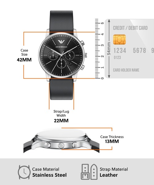 EMPORIO ARMANI(エンポリオアルマーニ)の「エンポリオ・アルマーニ 腕時計 メンズ アナログ レザー AR11774(アナログ腕時計・メンズ・ブラック・FREE)」の5枚目の写真