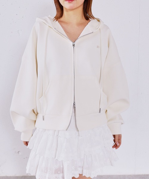 archives(アルシーヴ)の「Wzipダンボールパーカー(パーカー・レディース・グレー/アイボリー/オートミール・MEDIUM)」の1枚目の写真