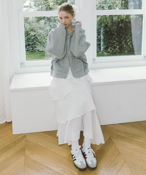 archives(アルシーヴ)の「Wzipダンボールパーカー(パーカー・レディース・グレー/アイボリー/オートミール・MEDIUM)」の13枚目の写真