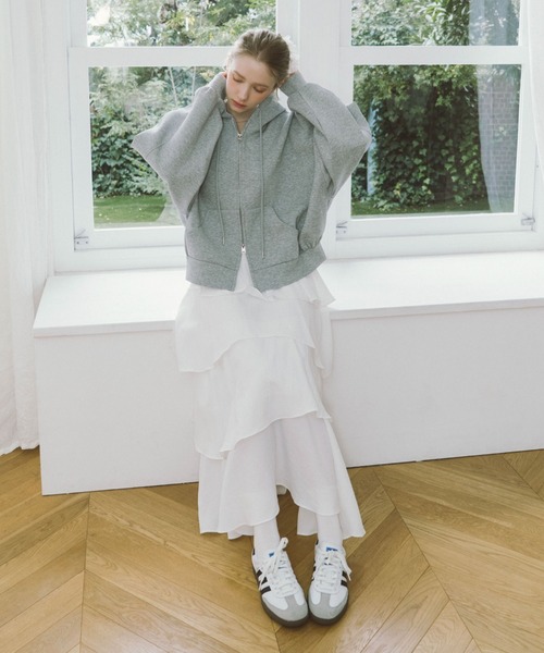 archives(アルシーヴ)の「Wzipダンボールパーカー(パーカー・レディース・グレー/アイボリー/オートミール・MEDIUM)」の14枚目の写真