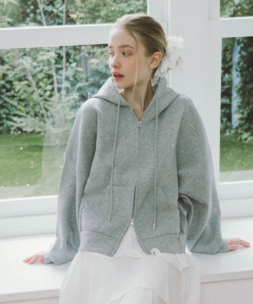 archives(アルシーヴ)の「Wzipダンボールパーカー(パーカー・レディース・グレー/アイボリー/オートミール・MEDIUM)」の4枚目の写真