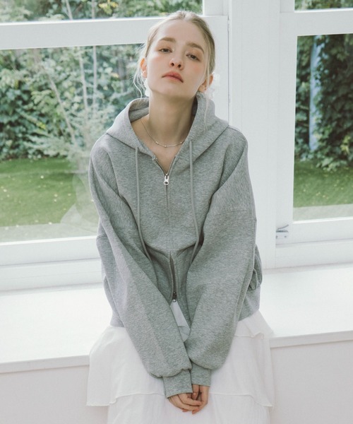 archives(アルシーヴ)の「Wzipダンボールパーカー(パーカー・レディース・グレー/アイボリー/オートミール・MEDIUM)」の5枚目の写真