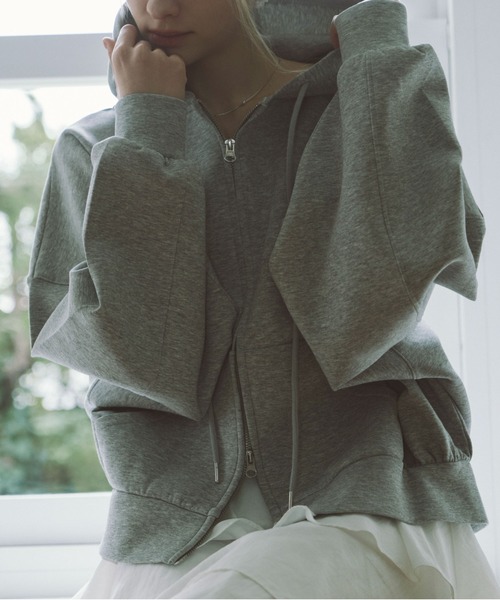 archives(アルシーヴ)の「Wzipダンボールパーカー(パーカー・レディース・グレー/アイボリー/オートミール・MEDIUM)」の10枚目の写真