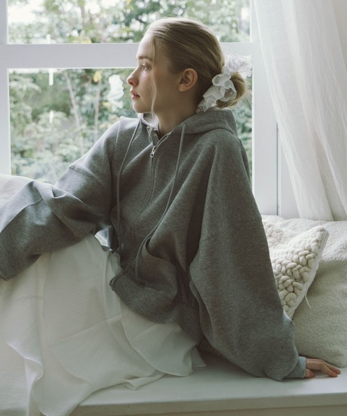 archives(アルシーヴ)の「Wzipダンボールパーカー(パーカー・レディース・グレー/アイボリー/オートミール・MEDIUM)」の8枚目の写真