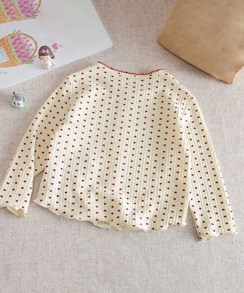 aimoha（アイモハ）の「【aimoha-KIDS-】キッズ　ハートドットリブニットトップス（Tシャツ/カットソー・キッズ・オフホワイト/ダークグレー・90/100/110/120/130）」の4枚目の写真