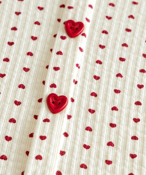 aimoha（アイモハ）の「【aimoha-KIDS-】キッズ　ハートドットリブニットトップス（Tシャツ/カットソー・キッズ・オフホワイト/ダークグレー・90/100/110/120/130）」の9枚目の写真