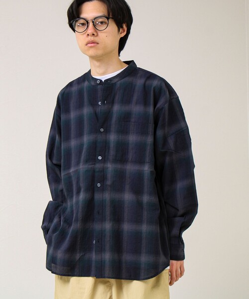 GLOSTER(グロスター)の「【夏まで使える】テクスチャーバンドカラーチェックシャツ(シャツ/ブラウス・メンズ・ホワイト系その他/ブラック系その他・L/M)」の15枚目の写真